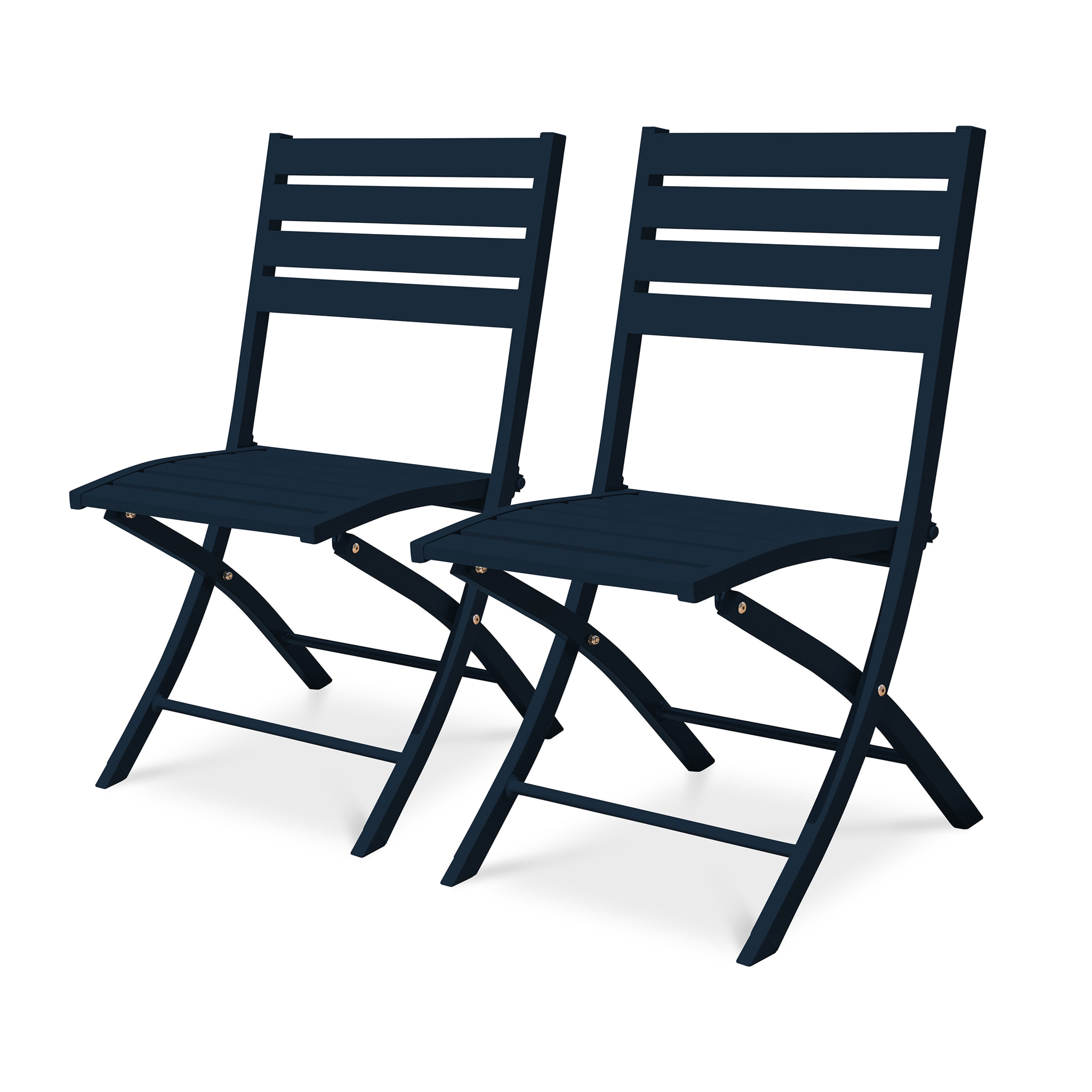 MARIUS - Lot de 2 chaises de jardin en aluminium bleu marine