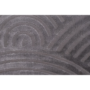 BIANCA - Tapis rond à motif arc en ciel en relief - Gris