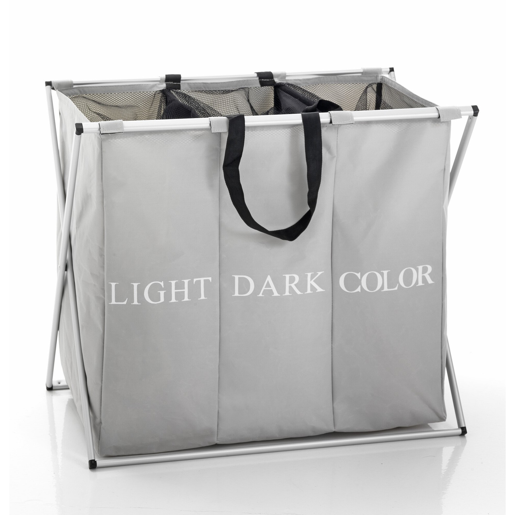 Panier à linge Tomasucci LAUNDRY X-3, en polyester et acier, gris, 65 × 40 × 68 cm