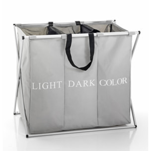 Panier à linge Tomasucci LAUNDRY X-3, en polyester et acier, gris, 65 × 40 × 68 cm
