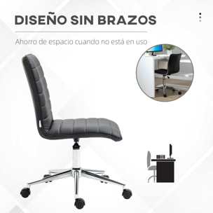 Silla de Oficina Ergonómica Silla Escritorio Giratoria con Altura Ajustable Respaldo Tapizado en Piel Sintética Carga 120 kg 47x57x76,5-86,5 cm Negro