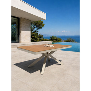 LAMU - Table de jardin en alu plateau polywood  aspect bois - Grège