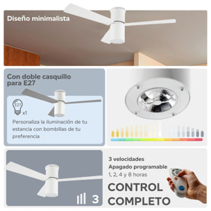 FORLIGHT Ventilador IP20 Formentera E27 23W Blanco brillante Blanco