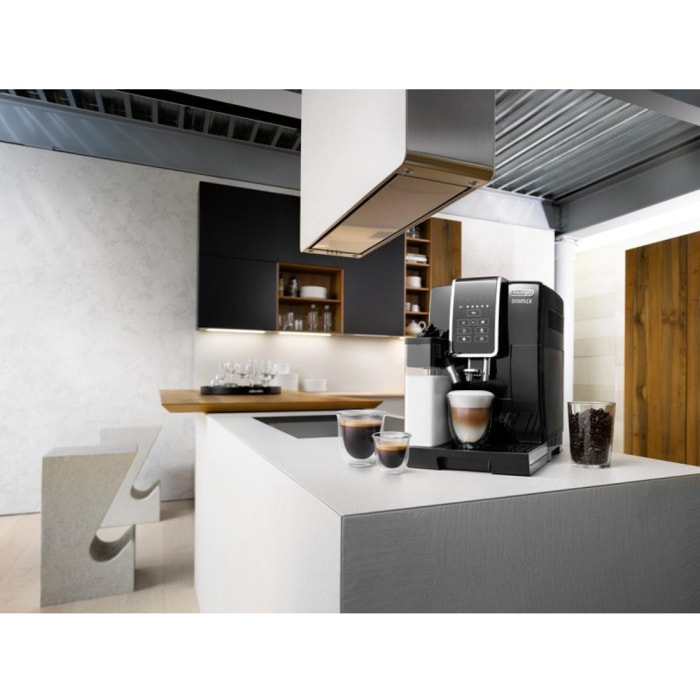 DeLonghi Cafetera Superautomática ECAM350.50.B Pantalla Táctil. Dos Tazas a la Vez. Sistema LatteCrema. 1.450 W. Color Negro