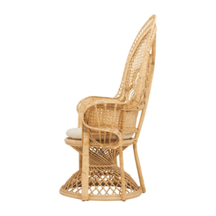 Fauteuil en rotin naturel et coussin blanc - Eloa