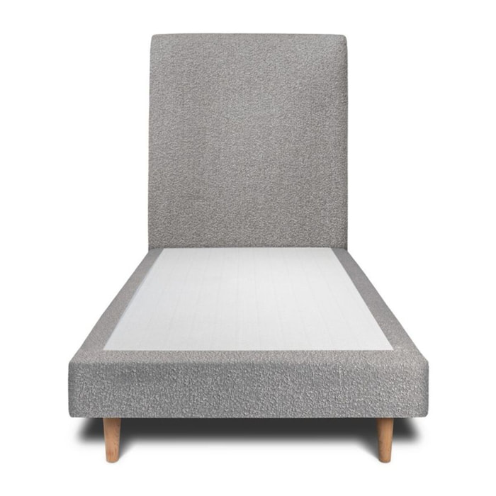 Lit avec tête de lit tapissée bouclette et sommier tapissier ep14