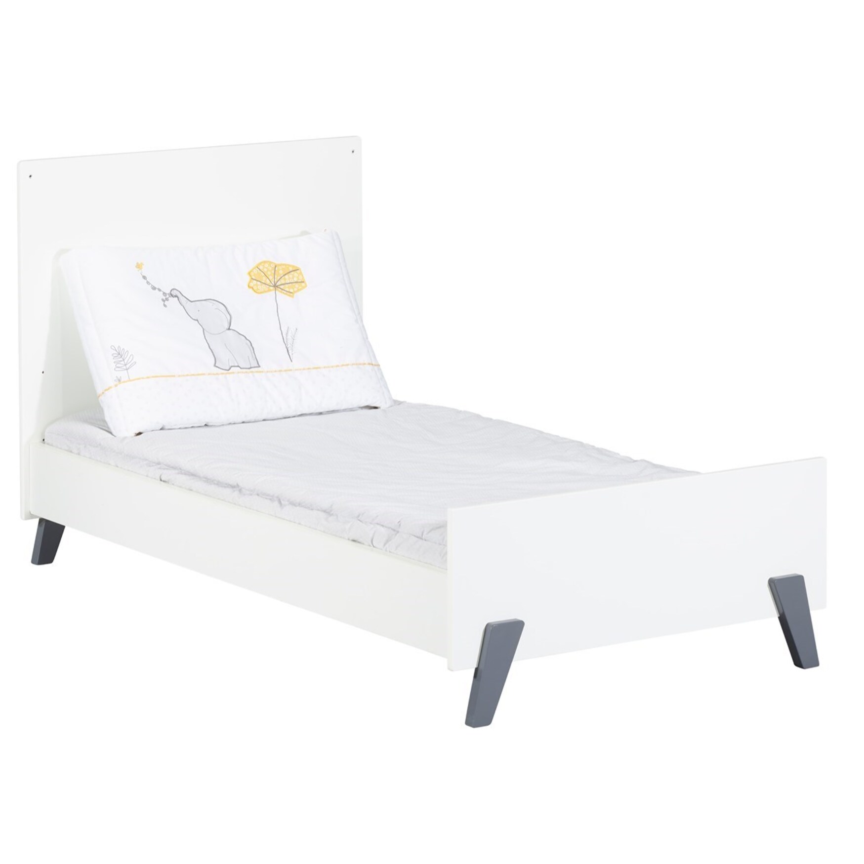 Lit évolutif 140x70 - Little Big Bed sur pieds en bois blanc