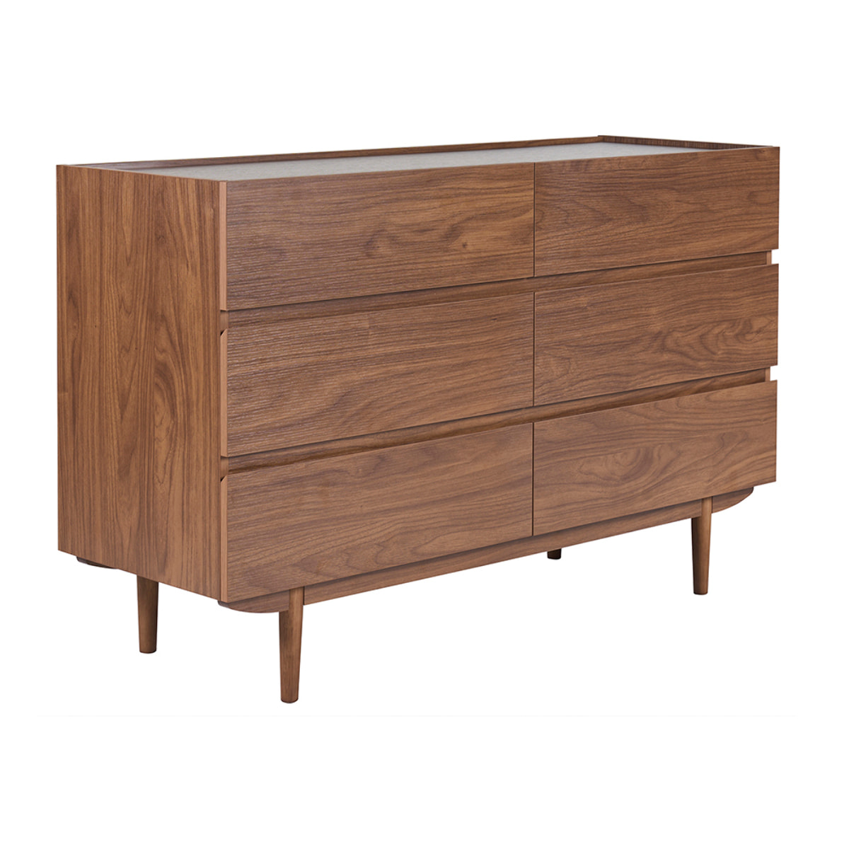 Commode finition bois foncé noyer 6 tiroirs L120 cm SANAA