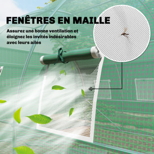Serre tunnel de jardin - 12m², 295x400x200cm - porte et 8 fenêtres - bâche PE haute densité 140 g/m² - pour extérieur - vert
