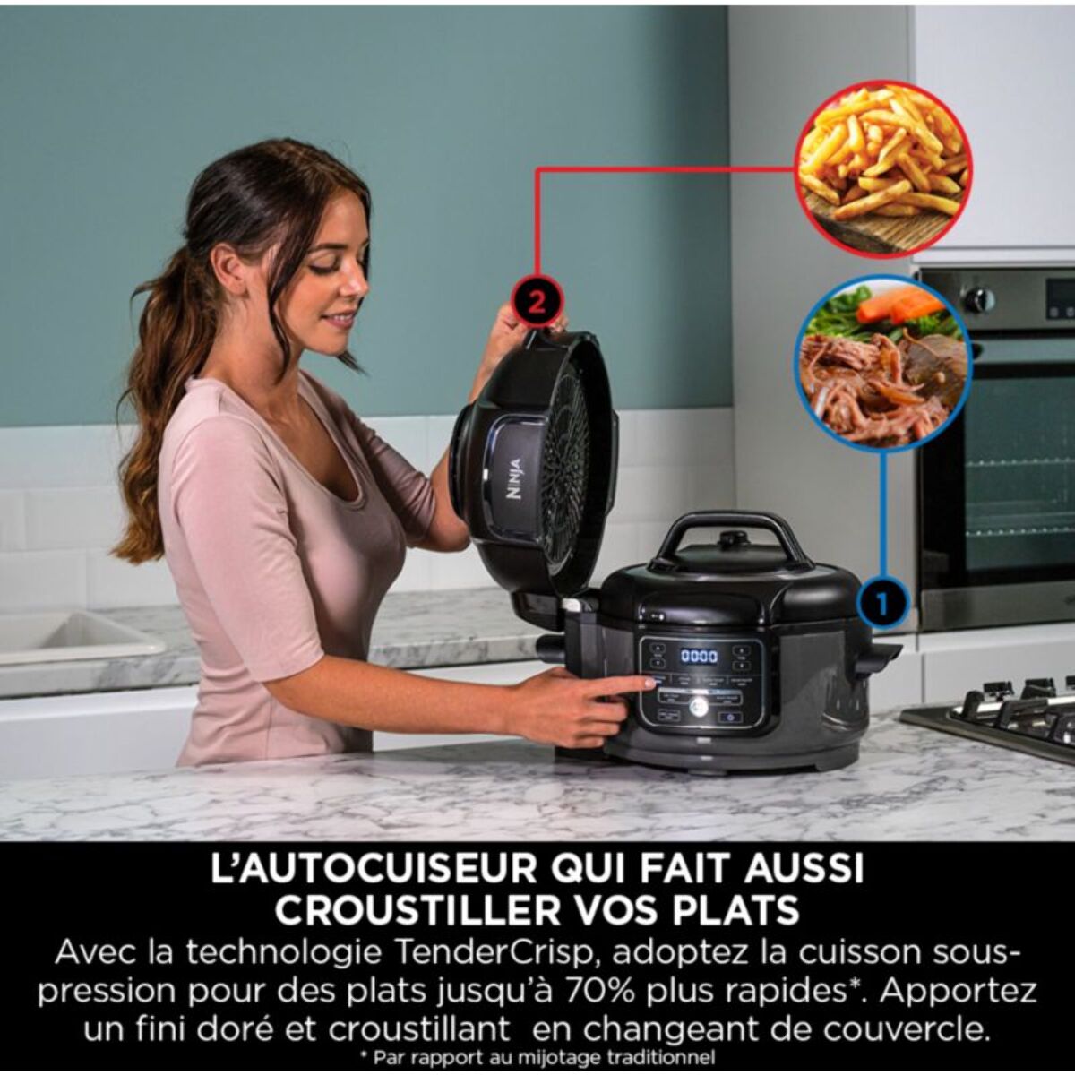Multicuiseur NINJA Foodi Mini 6-en-1. 4,7L OP100EU