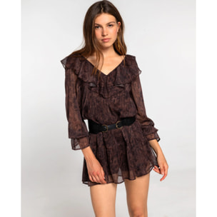 Vestido de punto elástico con flecos y corte ajustado