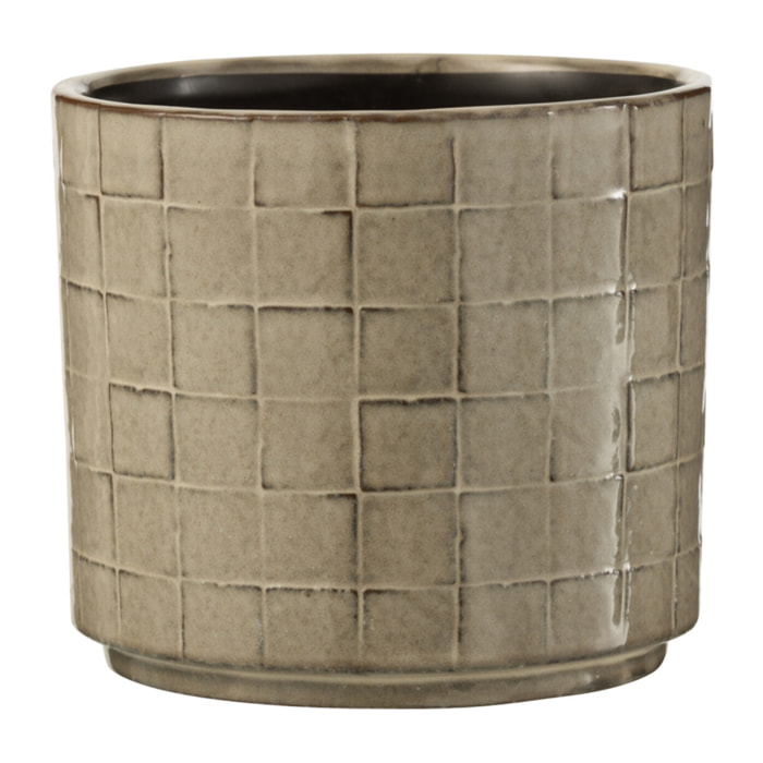 J-Line Cachepot Carre Ceramique Beige/Gris Medium