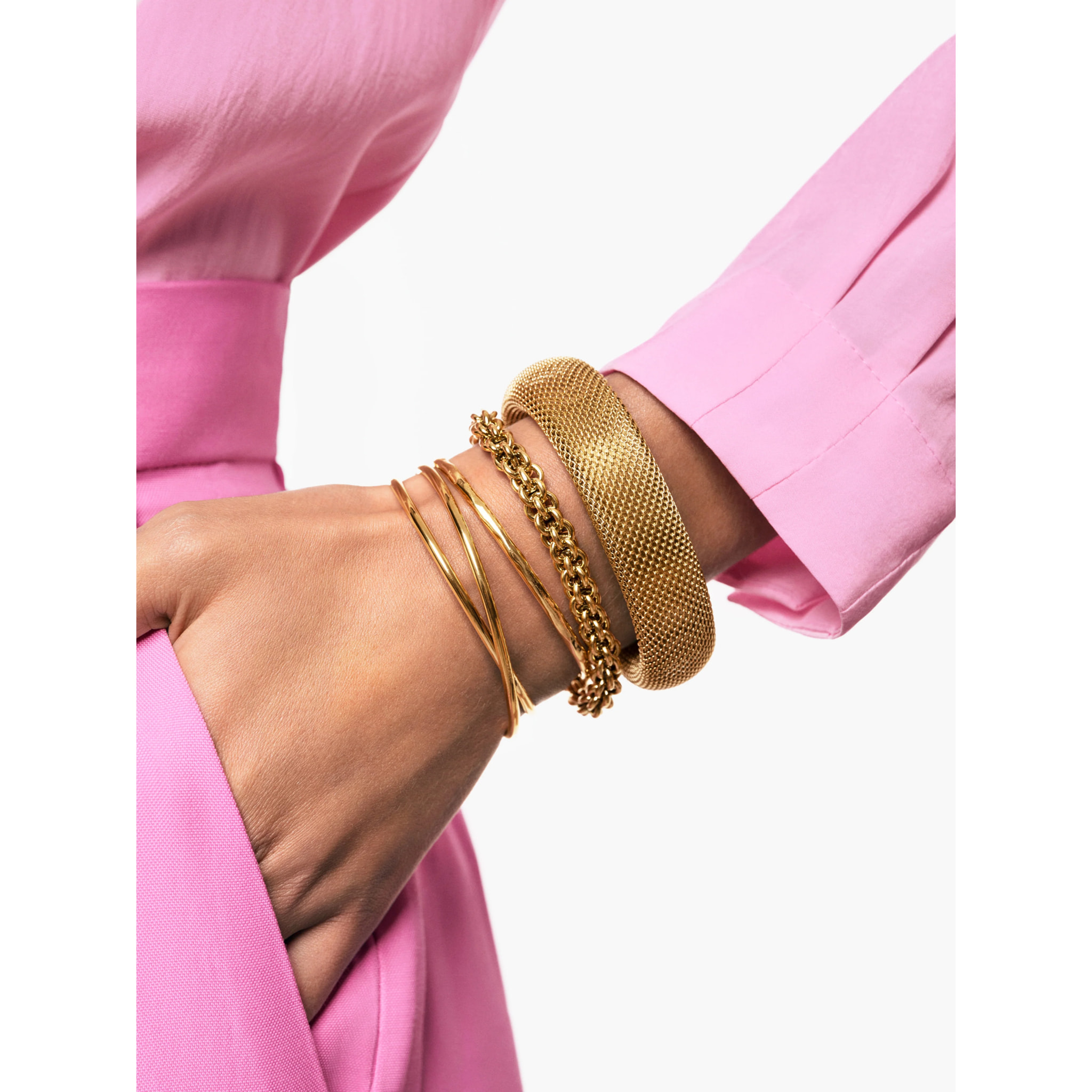 Brazalete Malla Acero Baño Oro