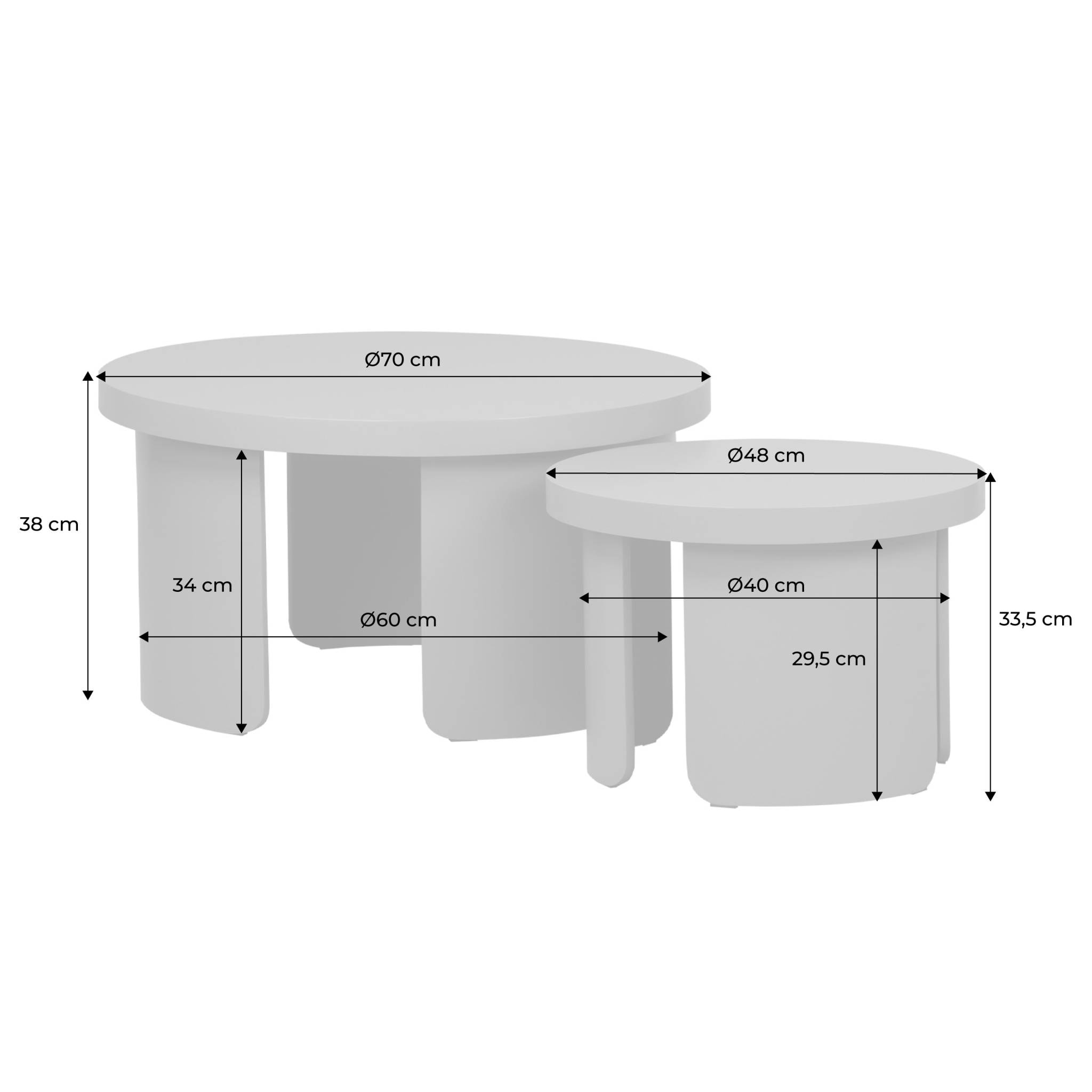Set de 2 tables basses gigognes rondes   LUMA