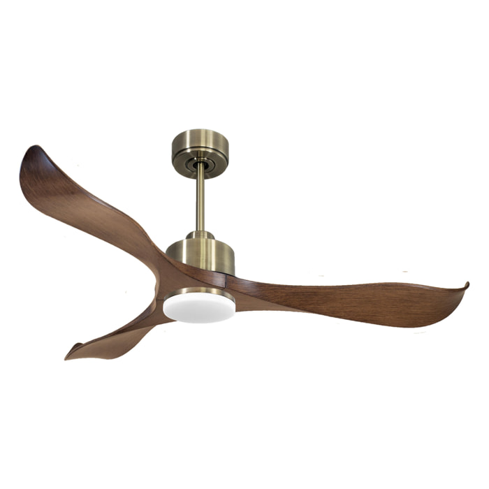 Ventilateur de plafond Réversible  Thermostat Dimmable Wifi Moteur à courant continu Toits en pente Télécommande Lumière à trois tons Adaptateur 2/3 Lames