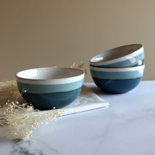 Lot de 6 bols bleus en grès 57cl  RIGA