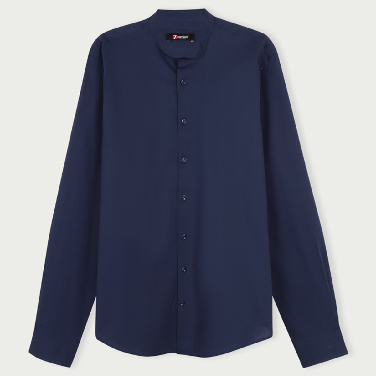 Camicia Uomo Coreano Slim Popeline Stretch Unito Blu