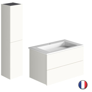 Meuble vasque 80 cm BURGBAD Cosmo blanc mat + colonne