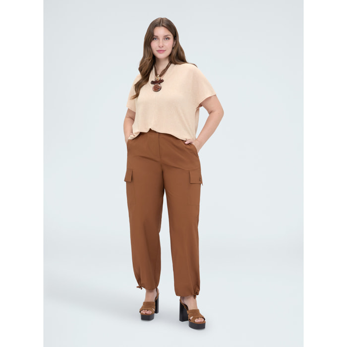 Fiorella Rubino - Pantaloni cargo in cotone - Marrone