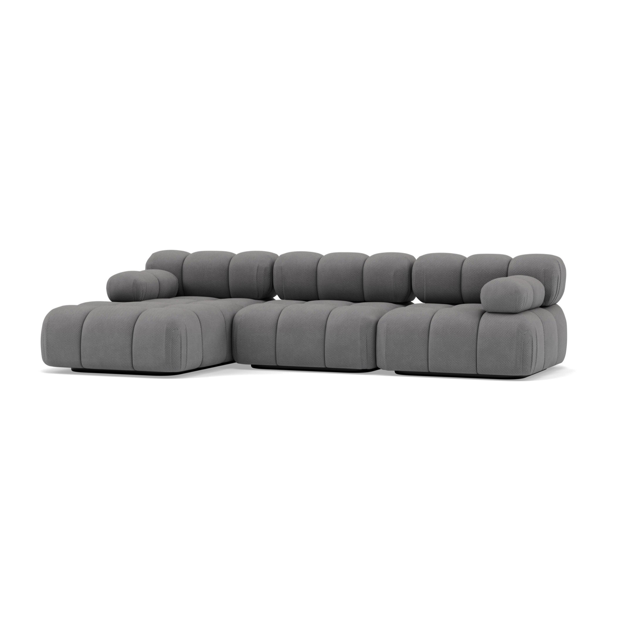 Ruby - canapé modulable d'angle gauche 4 places en velours texturé - Gris
