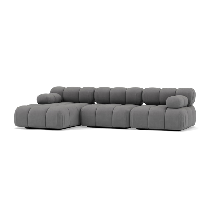 Ruby - canapé modulable d'angle gauche 4 places en velours texturé - Gris