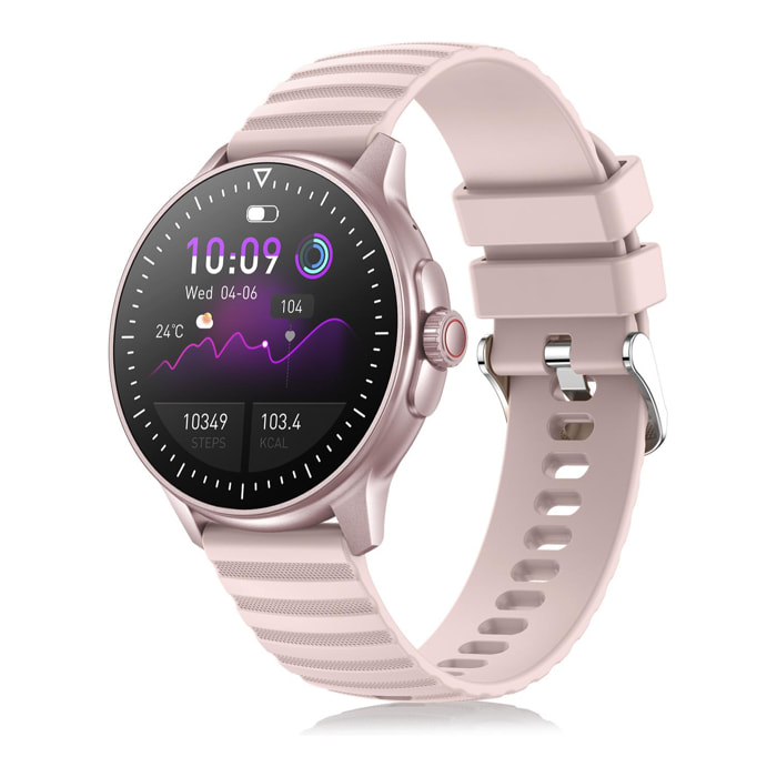 DAM Smartwatch ZW45 con notificaciones de Apps, llamadas Bluetooth. Monitor de tensión y oxígeno en sangre. Corona multifunción. 4,9x1,1x4,7 Cm. Color: Rosa