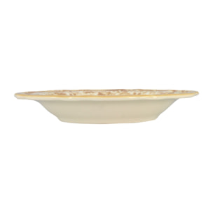 Lot de 6 assiettes creuses fleuries en grès miel 22cm FAUSTINE