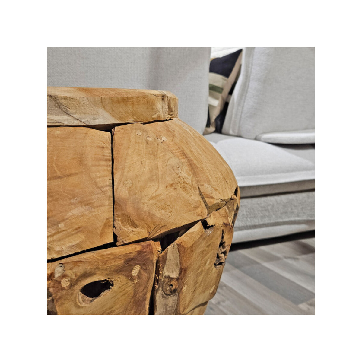 Vase décoratif bois de teck massif H. 59 cm artisanale - VIENNE