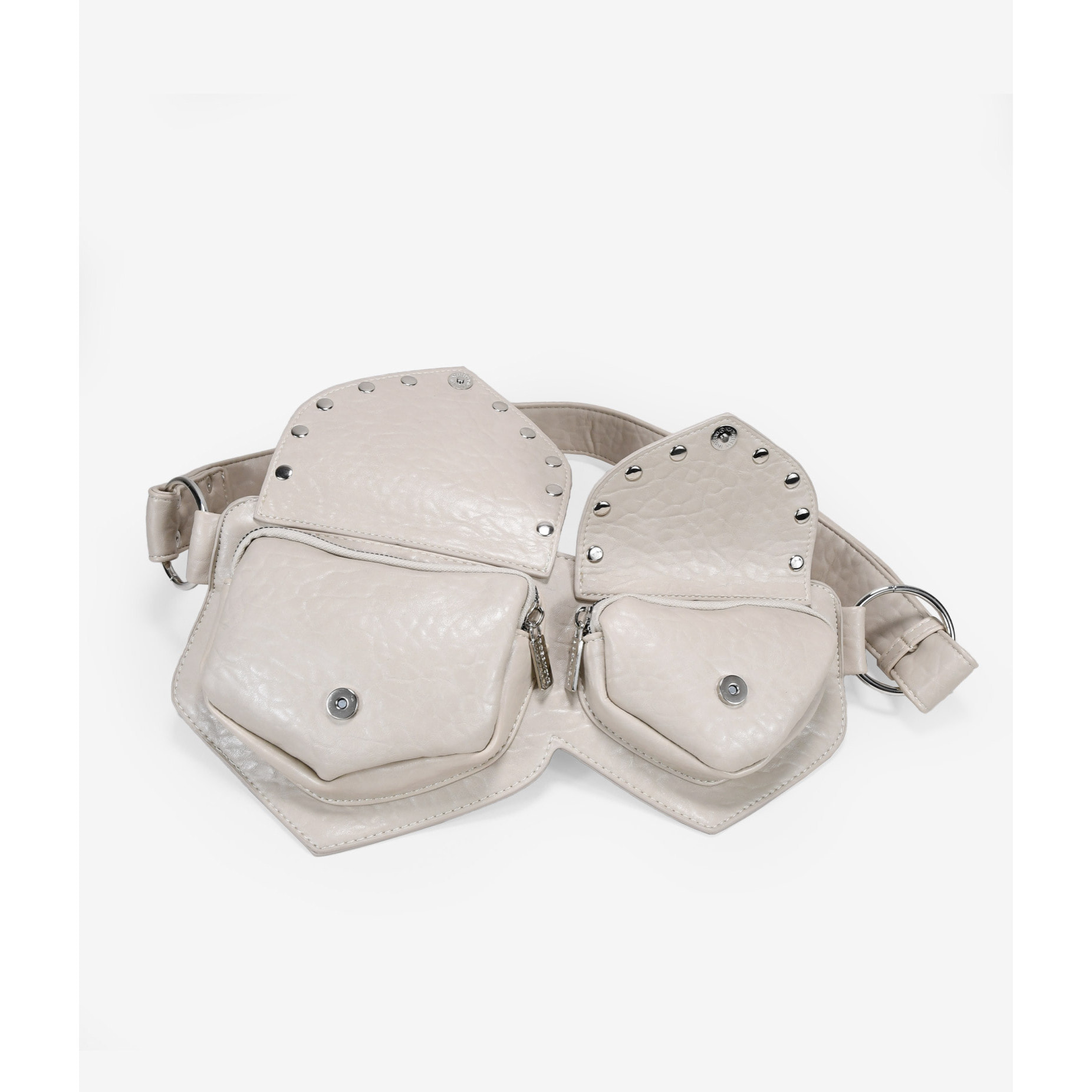 Riñonera piedra con doble bolsillo y solapas