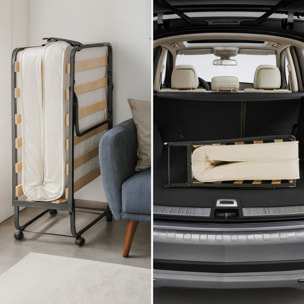 Lit d’appoint pliant à roulettes avec matelas