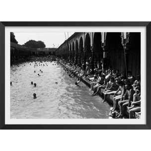 Affiche photo ancienne Piscine Deligny - Paris Affiche + cadre en bois - Noir