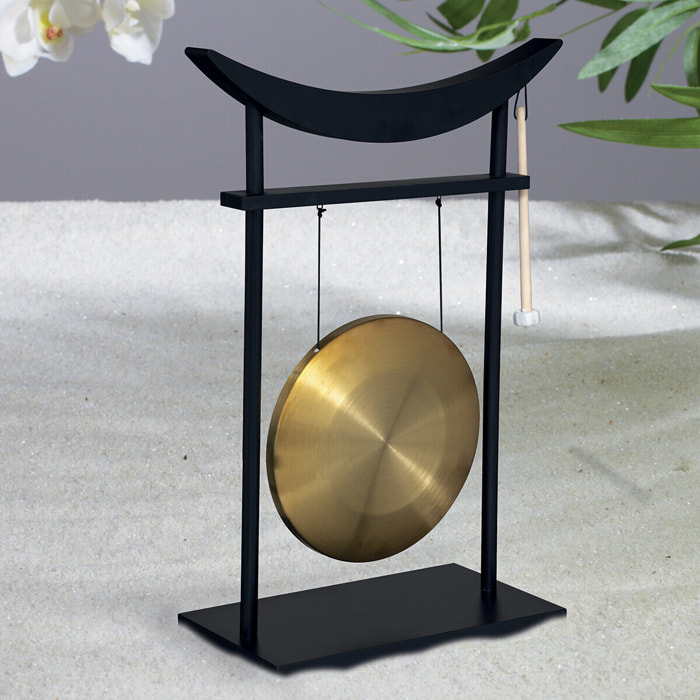 Gong Toa H.69,5cm métal et bois