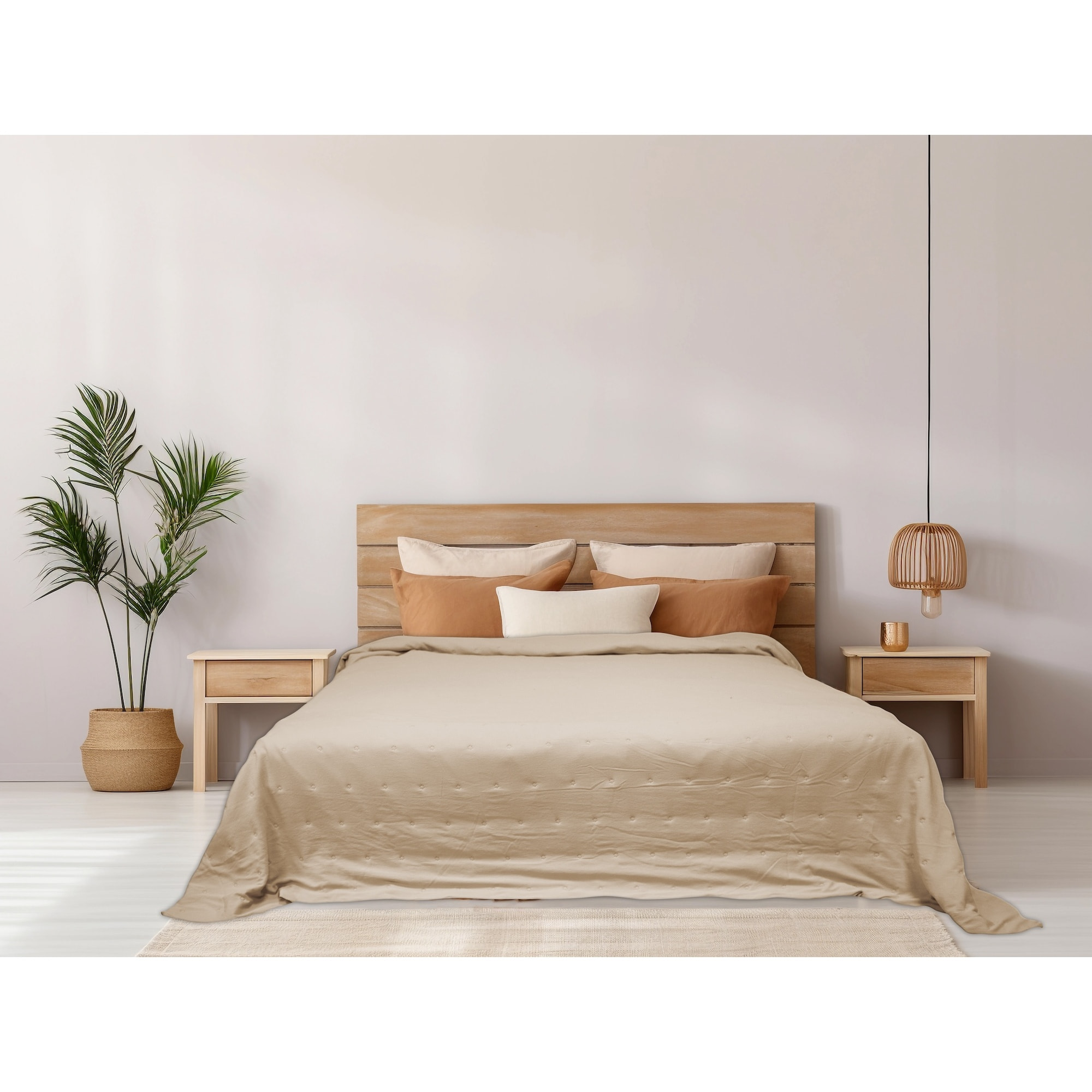 COPRILETTO LETTO SINGOLO BEIGE MEZZA STAGIONE TINTA UNITA EFFETTO STROPICCIATO