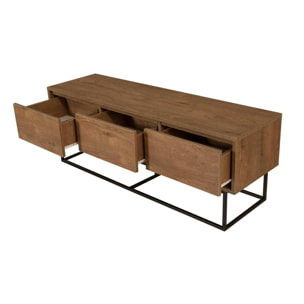 Mobile porta TV Dlapadul, Credenza da soggiorno, Armadio basso per TV, Base parete attrezzata, 140x40h50 cm, Noce e Nero