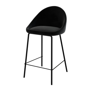 Chaise de bar mi-hauteur Misty en velours noir 65 cm (lot de 2)