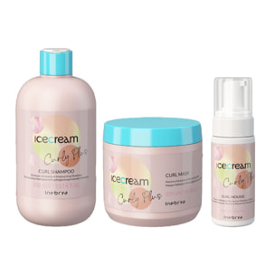 INEBRYA Kit Ice Cream Curly Plus  Shampoo 300ml + Mask 500ml + Mousse definizione 150ml