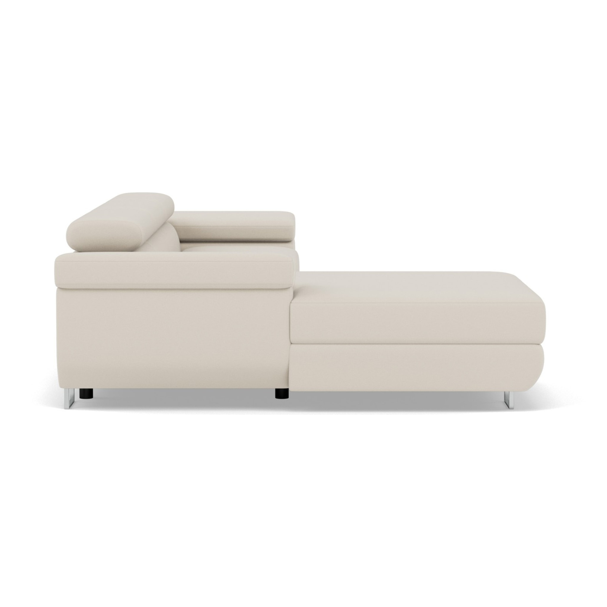 Pablo - canapé d'angle gauche - 6 places - convertible avec coffre et têtières réglables - en velours - Beige
