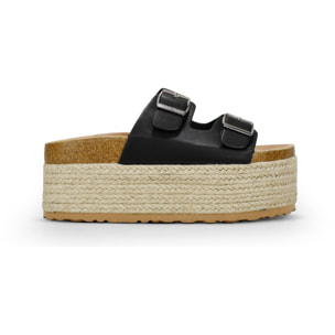 Sandalias con plataforma negras de esparto