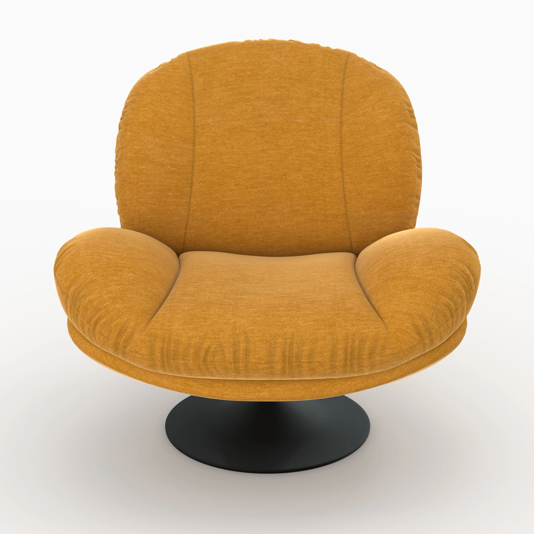 Fauteuil pivotant en tissu effet velours jaune moutarde - Ricci