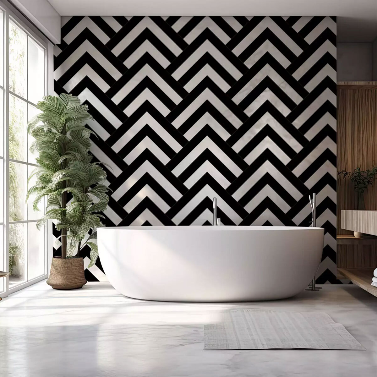 Papier peint graphique zig zag retro Intissé
