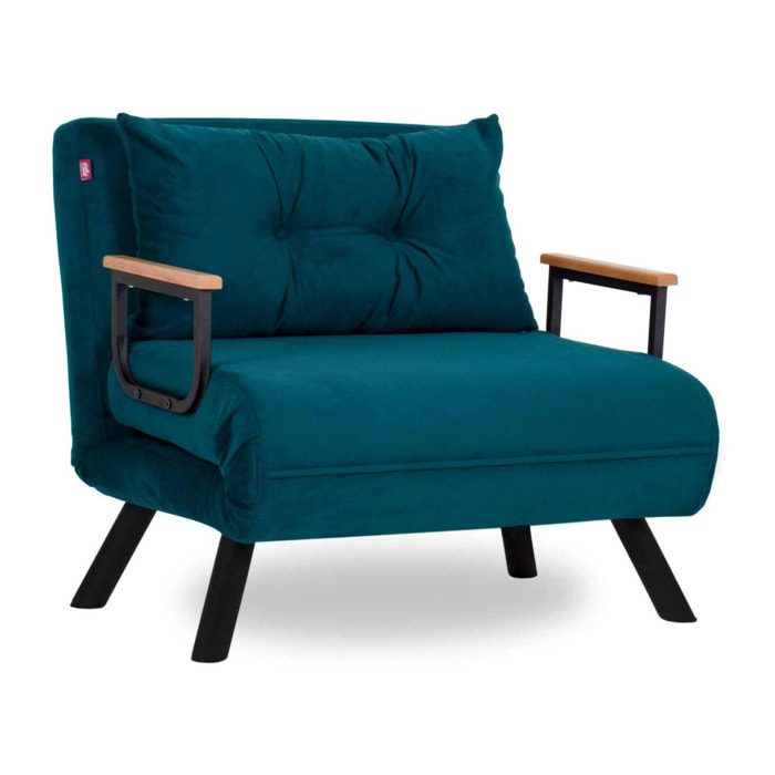 Poltrona Keoni, Seduta imbottita, Divano singolo da salotto, Sedia con braccioli, 60x78 h78 cm, Verde acqua
