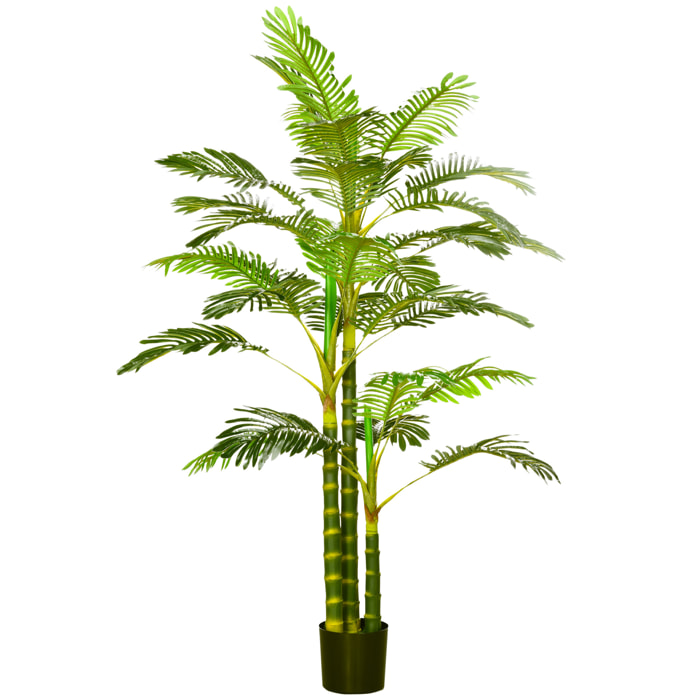 Palmier areca artificiel hauteur 190 cm plante artificielle tropicale avec 30 grandes feuilles grand réalisme en plastique pot inclus vert