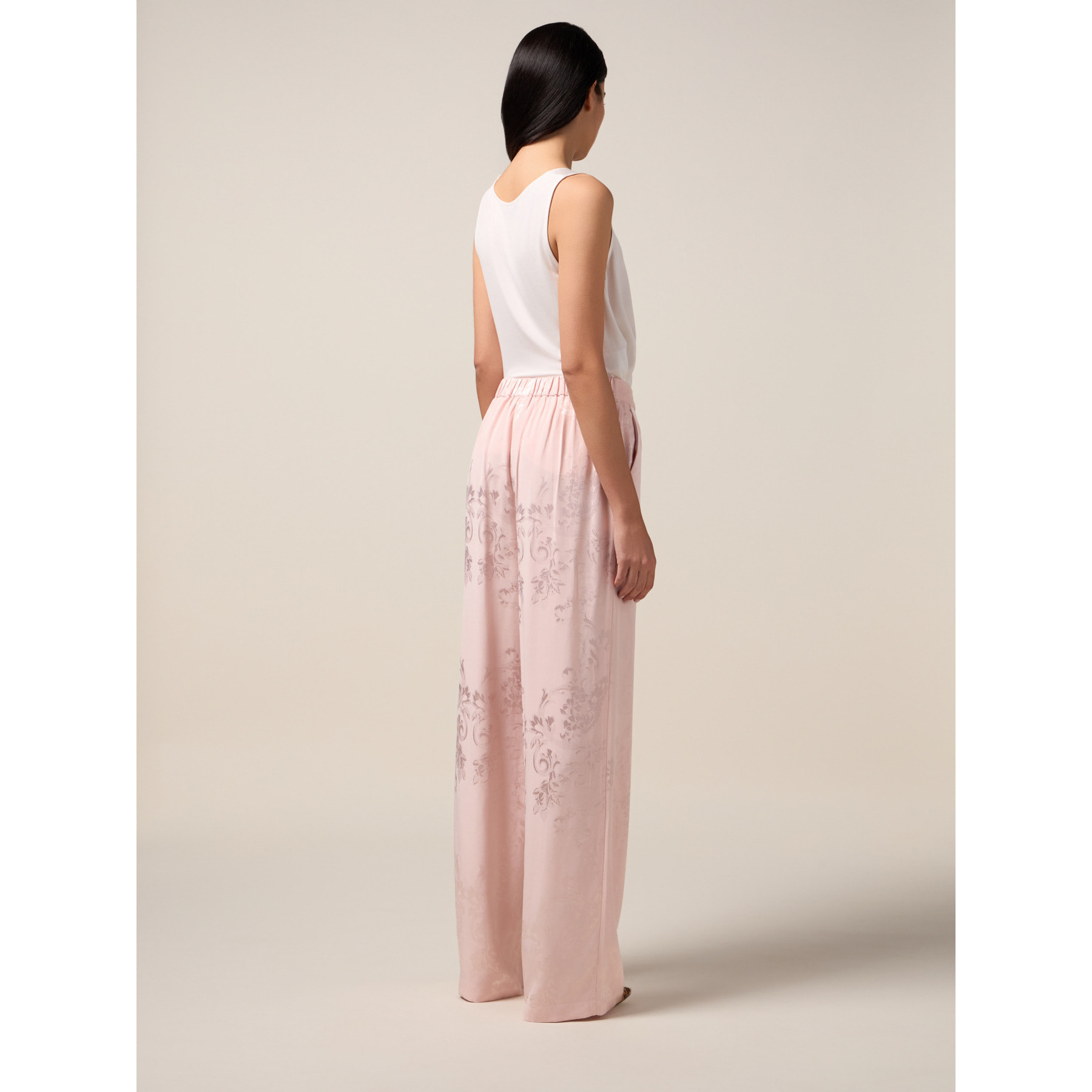 Oltre - Pantaloni palazzo jacquard - Rosa