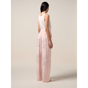 Oltre - Pantaloni palazzo jacquard - Rosa