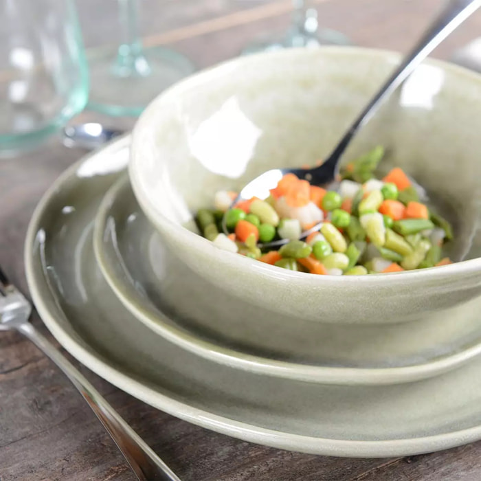 Lot de 6 ASSIETTE CREUSE VERTE 18.8CM