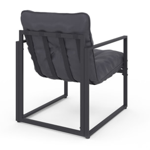 Salon de jardin Tropéa 2 places avec coussins gris