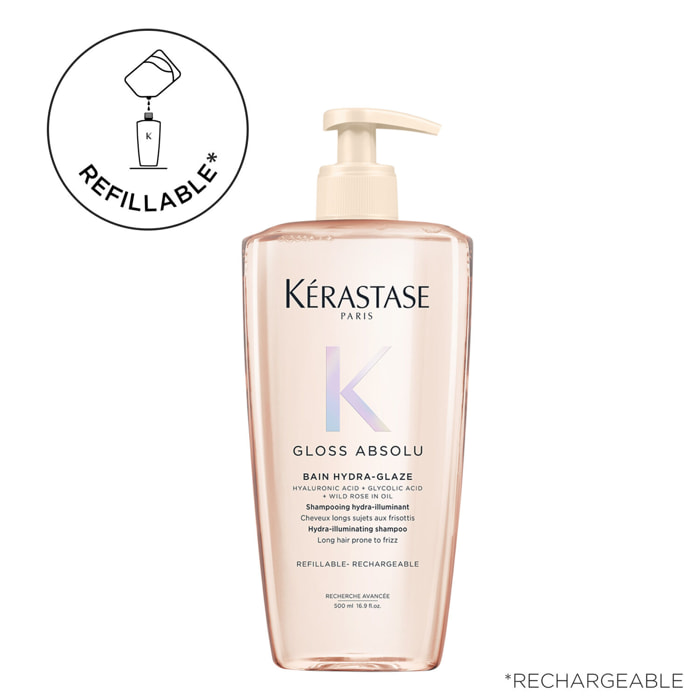 Gloss Absolu - Bain Hydra-Glaze pour Cheveux Longs Sujets aux Frisottis 500 ml