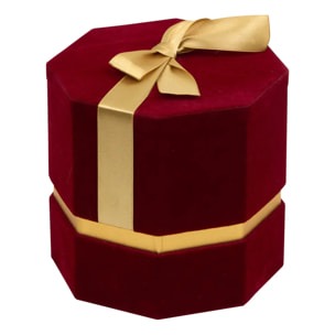 Lot de 3 boîtes cadeau de Noël hexagonales en velours rouge
