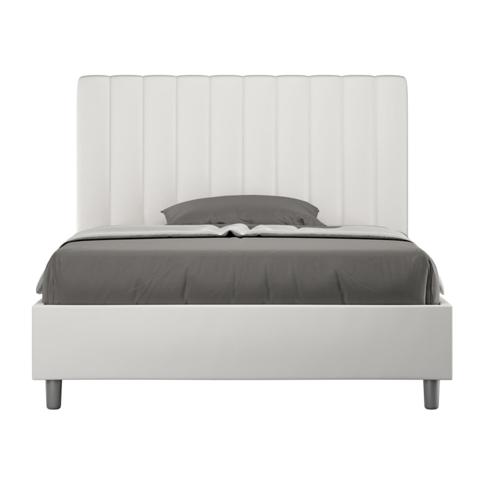 Cama sin somier acolchada 120x210 cuero sintético blanco Agueda