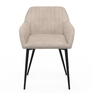 Chaises Ariana velours taupe pieds métal - lot de 2